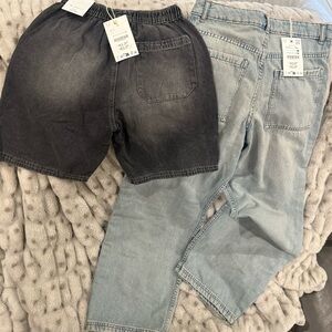 Zara LOOSE FIT Kids Gray and Light Blue Denim Shorts and Jeans - SOLD AS A LOT.